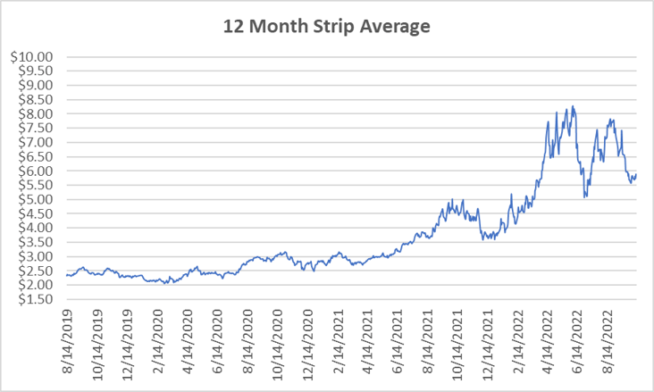 12 month strip for natural gas November 13 2022 report