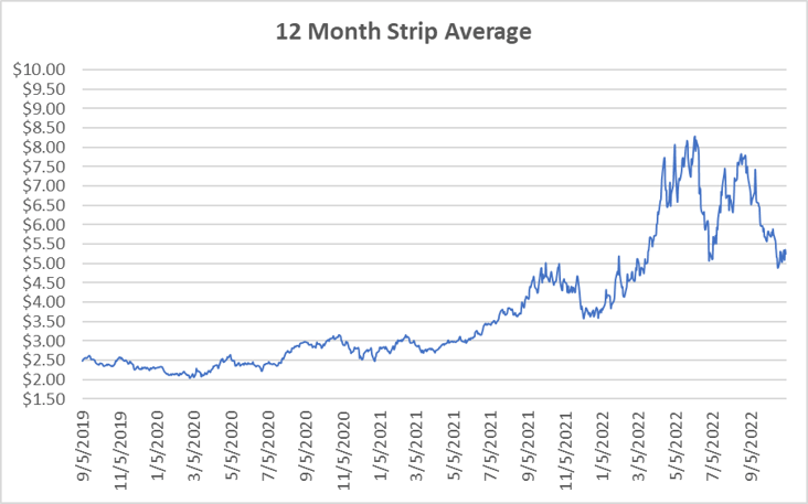 12 month strip for natural gas November 3 2022 report