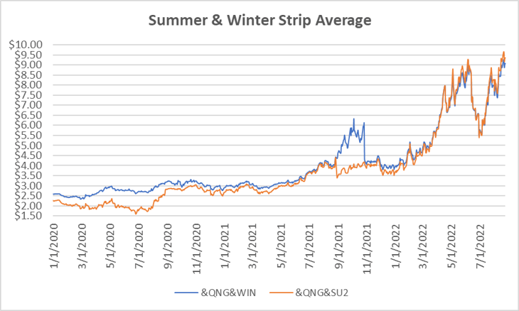 seasonal strip graph for natural gas August 25 report